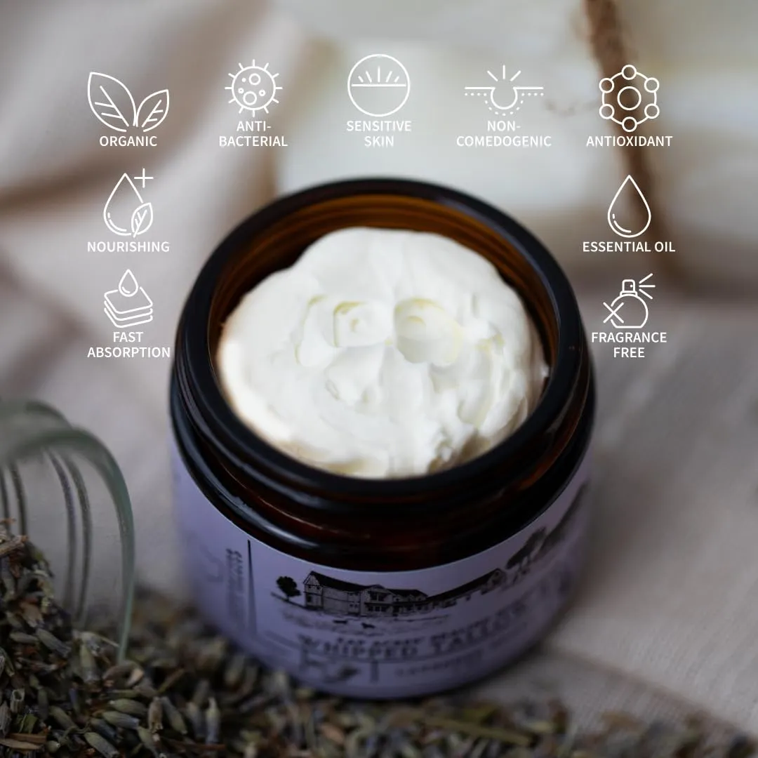100% Grass-Fed Whipped Tallow Balm-Organic Raw Manuka Honey & Organic Jojoba Oil, Face and Body Moisturizer for Dry, Sensitive Skin, Eczema (Lavender Honey)