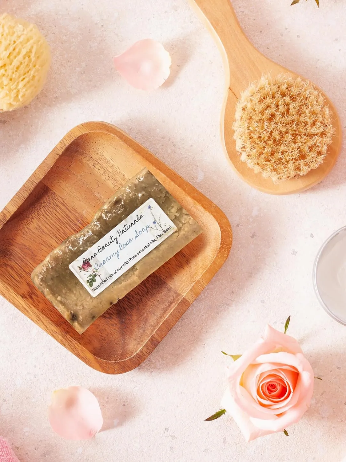 100% Natural Creamy Rose Soap // Stretch Mark, Acne, Pregnancy // Free soap preservation bag // Plant-Based (Newyork cut 17-18.9 oz, Hi-Exfol Bath)