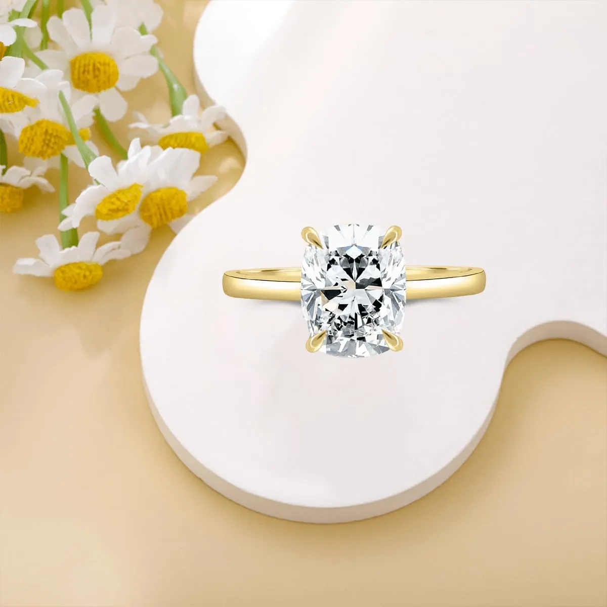 10K 14K 18K Solid Gold Moissanite Engagement Ring for Women, 1-3 Carat Round/Oval/Emerald/Princess/Radiant/Elongated Cushion/Marquise/Asscher Cut Moissanite Wedding Ring Solitaire Band