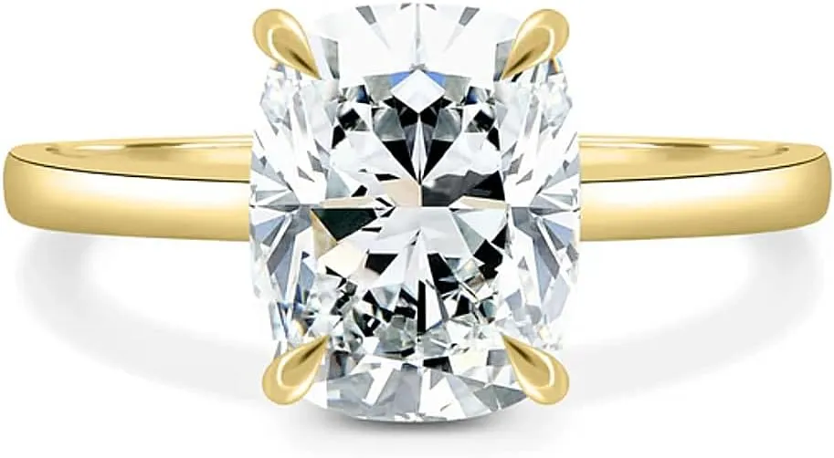 10K 14K 18K Solid Gold Moissanite Engagement Ring for Women, 1-3 Carat Round/Oval/Emerald/Princess/Radiant/Elongated Cushion/Marquise/Asscher Cut Moissanite Wedding Ring Solitaire Band