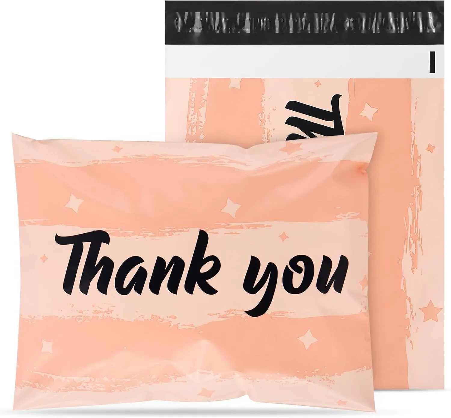 10x13 Inch TONESPAC 100 Pack 3.15Mil Poly Mailers Designed Shipping Bags, Self-Sealing Shipping Envelopes for Small Business, Waterproof Poly Mailing Bags -Thank You (Peach Pink)