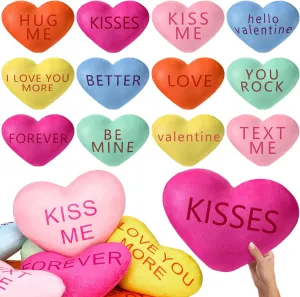 12 Pcs Valentine's Day Plush Throw Pillow Conversation Heart Pillow Galentine Love Heart Stuffed Toy for Living Room Car Valentine's Day Gifts Supplies Decoration(11 Inch)