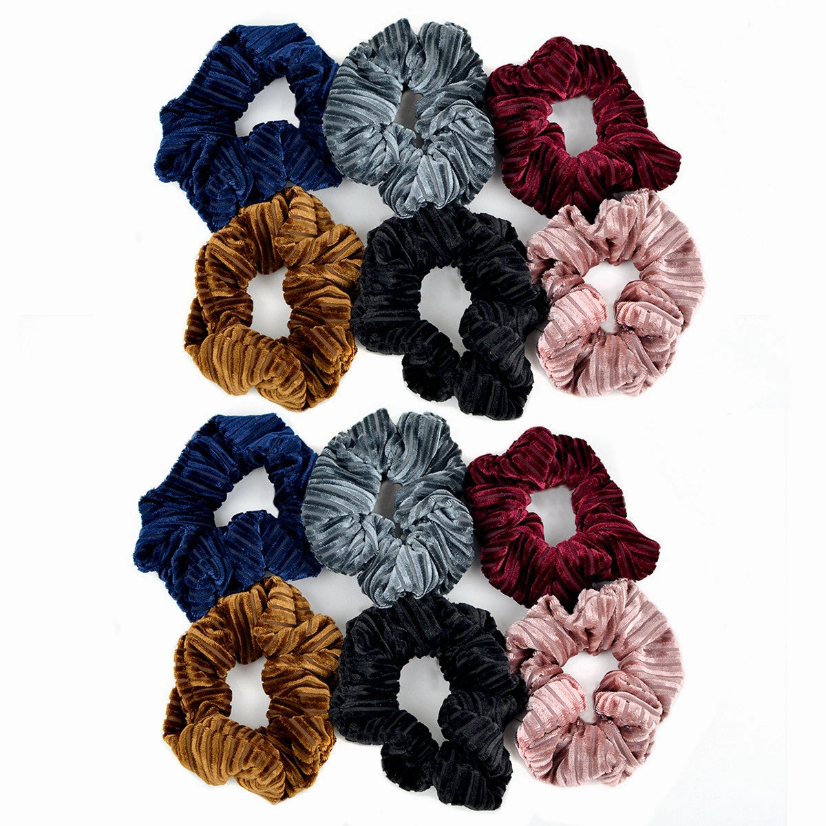 12pc Solid Velvety Scrunchie Hair Ties