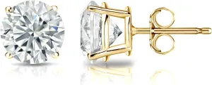1.40 Carat IGI Certified Diamond Stud Earrings 18k Yellow Gold 4-Prong Basket Round (cttw, White, SI1-SI2) by Diamond Wish