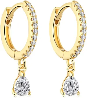 14K Gold Drop Earrings for Women,Three Claw Setting with Sparkling Moissanite,Dangle Design,Romantic Gift for Her, Suitable for Wedding, Engagement, Special Occasions