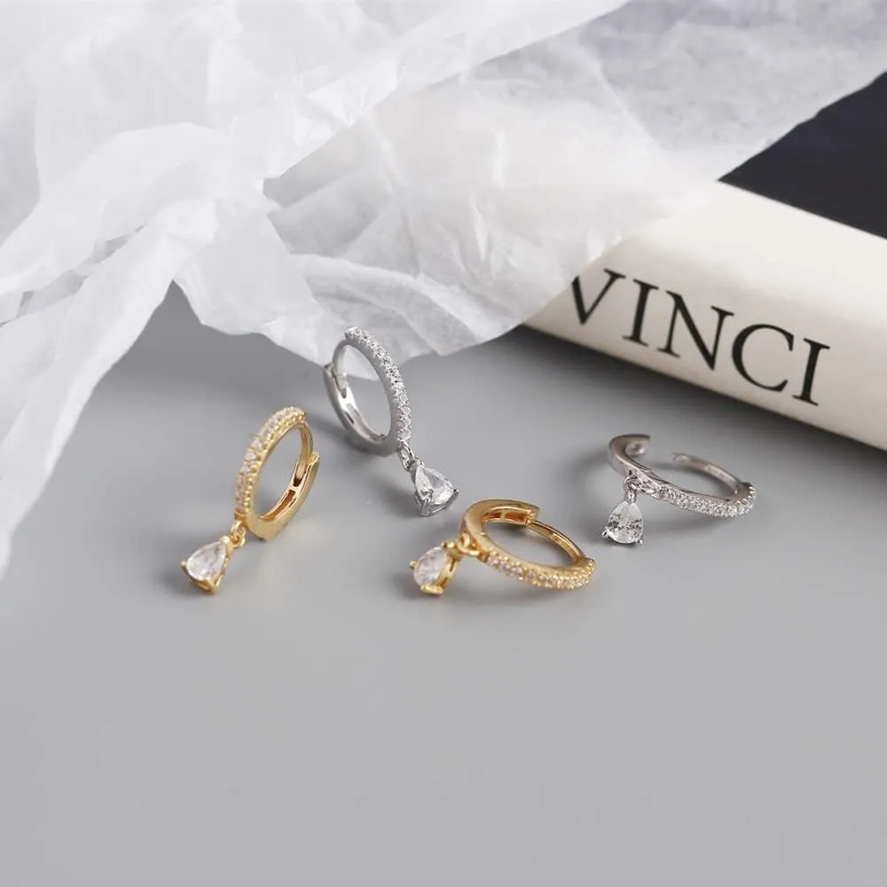 14K Gold Drop Earrings for Women,Three Claw Setting with Sparkling Moissanite,Dangle Design,Romantic Gift for Her, Suitable for Wedding, Engagement, Special Occasions