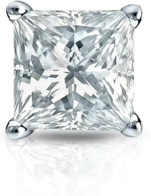14k White Gold 4-Prong Basket Princess-Cut Diamond SINGLE STUD Earring (1/3 cttw, H-I, I1-I2) SB