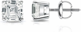 14k Gold 4-Prong Basket Asscher Diamond Stud Earrings(1/2-2ct,G-H,SI1-SI2) Screw-Back