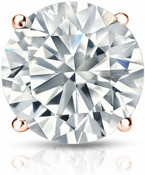 14k Rose Gold 4-Prong Basket Round Diamond SINGLE STUD Earring (1/8 cttw, G-H, VS2-SI1)