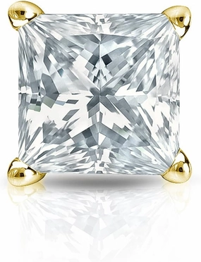 14k Yellow Gold 4-Prong Basket Princess-Cut Diamond SINGLE STUD Earring (1/5 cttw, H-I, SI2-I1) SB