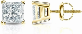 14k Yellow Gold 4-Prong Basket Princess-Cut Diamond Stud Earring (0.40 cttw, H-I Color, I1-I2 Clarity) SB