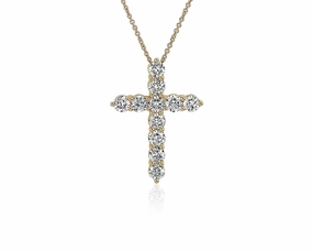 14k yellow gold lab-grown diamond cross necklace (2 carat total weight)