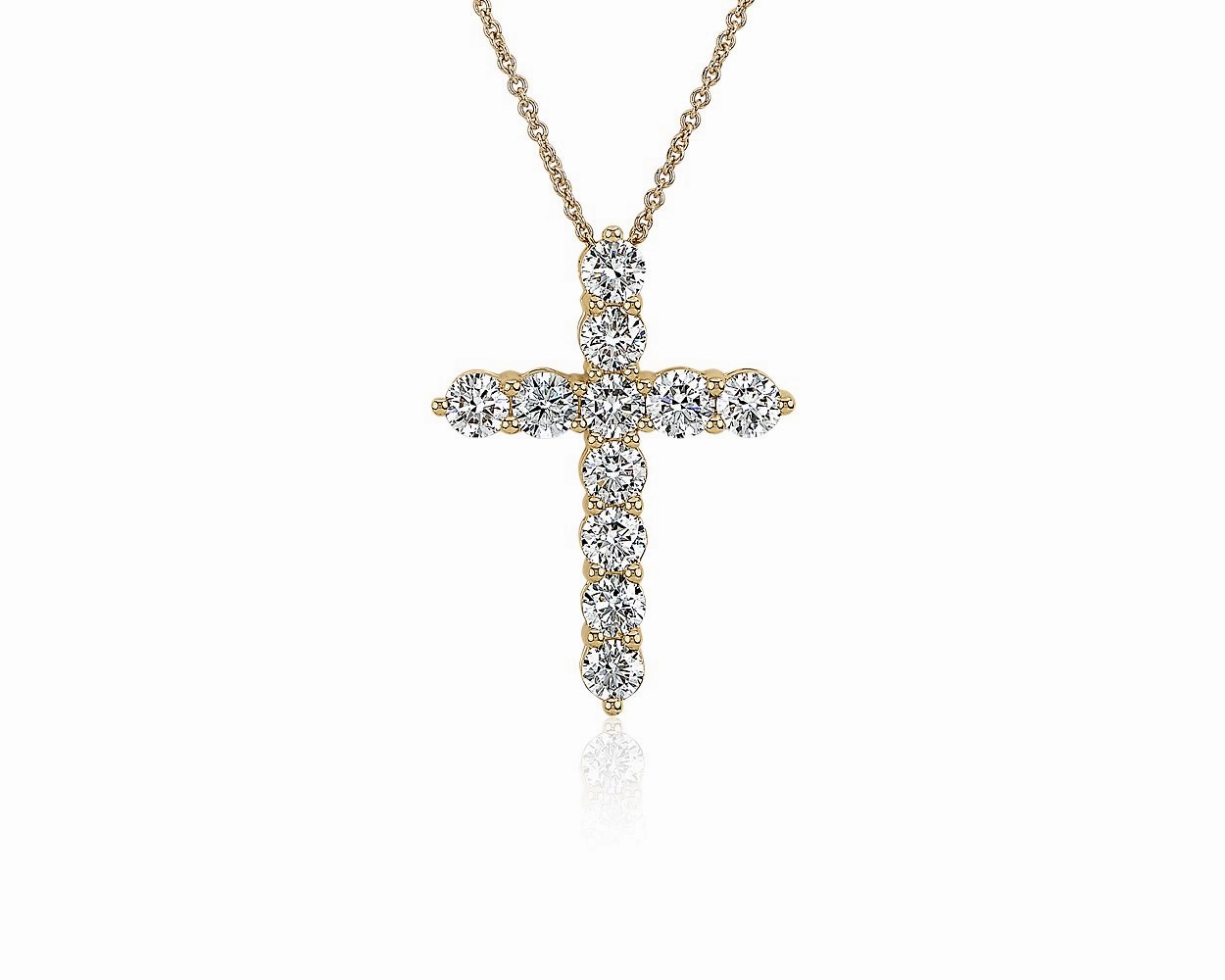 14k yellow gold lab-grown diamond cross necklace (2 carat total weight)