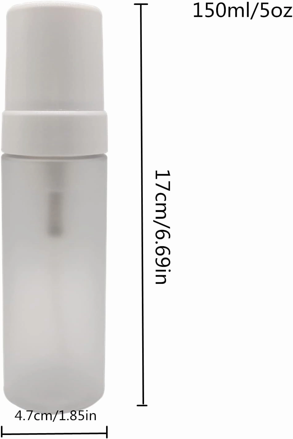 150ml Empty Foam Pump Bottle, 5oz Foaming Dispenser Soap Plastic Container for Facial Cleanser Shampoo Hand Soap (Clear Matte White)
