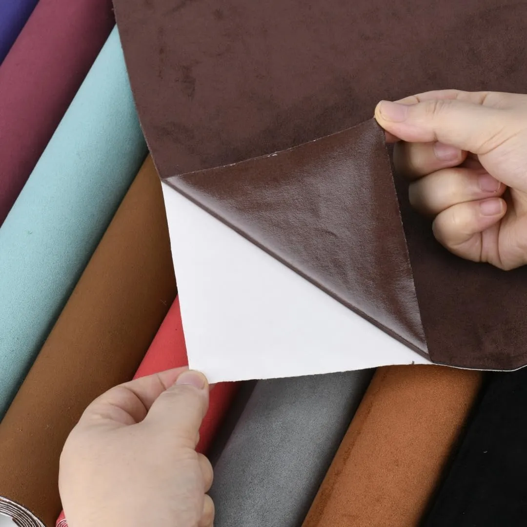 16 x 59 inches Self Adhesive Faux Suede Repair Patch - Red Fabric Patches for Car Interior, Jewelry Boxes
