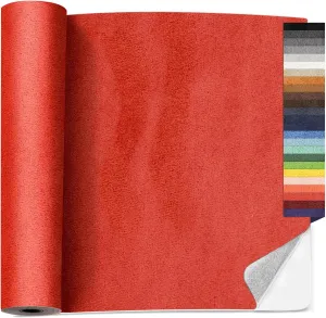 16 x 59 inches Self Adhesive Faux Suede Repair Patch - Red Fabric Patches for Car Interior, Jewelry Boxes