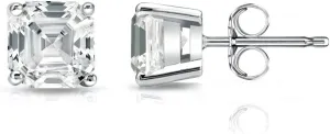 18k Gold 4-Prong Basket Asscher Diamond Stud Earrings (1/2-2ct,G-H,VS2-SI1) Push-Back