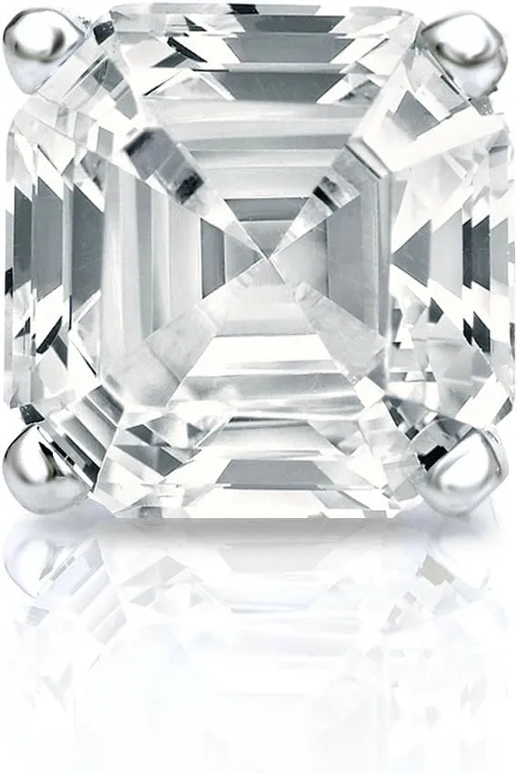 18k White Gold 4-Prong Basket Asscher Cut Diamond SINGLE STUD Earring (3/8 cttw, H-I, I1-I2) SB