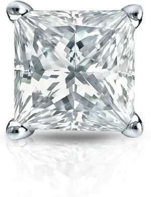 18k White Gold 4-Prong Basket Princess-Cut Diamond SINGLE STUD Earring (1/3 cttw, H-I, SI2-I1)