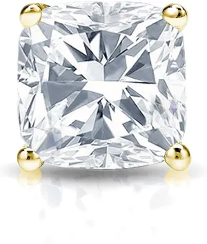 18k Yellow Gold 4-Prong Basket Cushion Cut Diamond SINGLE STUD Earring (3/8 cttw, G-H, SI1-SI2) SB