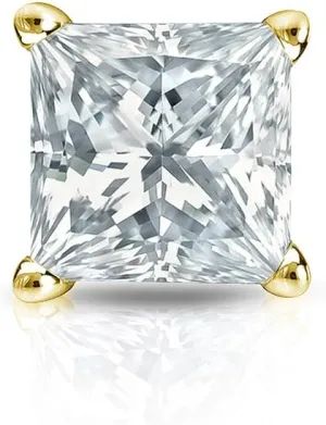 18k Yellow Gold 4-Prong Basket Princess-Cut Diamond SINGLE STUD Earring (1/4 cttw, H-I, I1-I2)