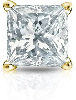 18k Yellow Gold 4-Prong Basket Princess-Cut Diamond SINGLE STUD Earring (1/5 cttw, G-H, VS2-SI1) SB