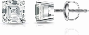 18k White Gold 4-Prong Basket Asscher Cut Diamond Stud Earrings (1/2 cttw, G-H, VS2-SI1) screw-backs