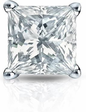 18k White Gold 4-Prong Basket Princess-Cut Diamond SINGLE STUD Earring (1/3 cttw, H-I, SI2-I1) SB