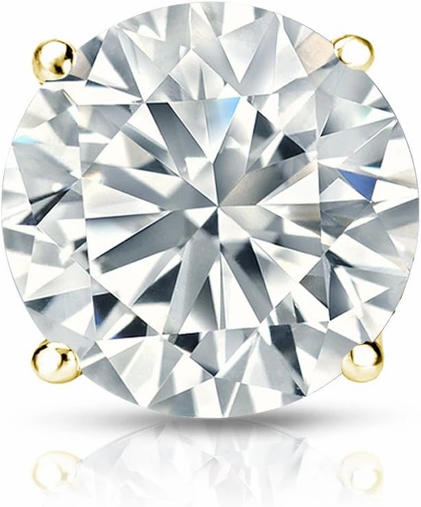 18k White Gold 4-Prong Basket Round Diamond Men SINGLE STUD Earring (1/8-1ct,H-I,I1-I2) Push-Back
