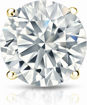 18k White Gold 4-Prong Basket Round Diamond Men SINGLE STUD Earring (1/8-1ct,H-I,I1-I2) Push-Back