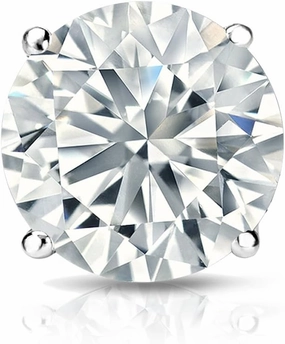 18k White Gold 4-Prong Basket Round Diamond Men SINGLE STUD Earring (1/8-1ct,H-I,I2-I3) Push-Back