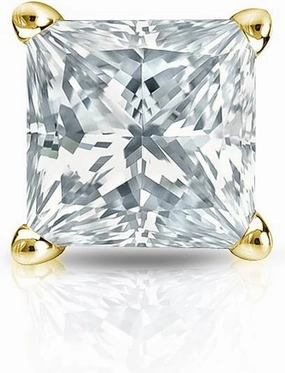 18k Yellow Gold 4-Prong Basket Princess-Cut Diamond SINGLE STUD Earring (1/5 cttw, H-I, SI2-I1)