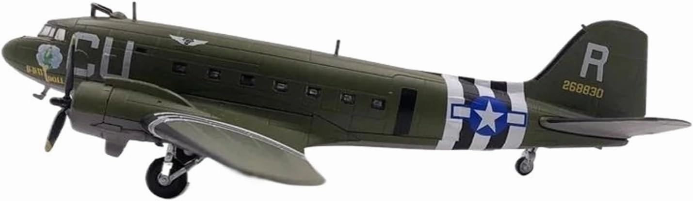 1:100 World for War II Douglas C47 Skytrain Transport Aircraft Diecast Metal Airplane Plane Single Plane Model Miniatures Set(C47 CU)
