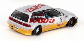 1:64 Diecast Model Car Compatible with Kaido House x Mini GT Honda Civic (EF) Kanjo V1 White/Yellow Limited Edition KHMG139