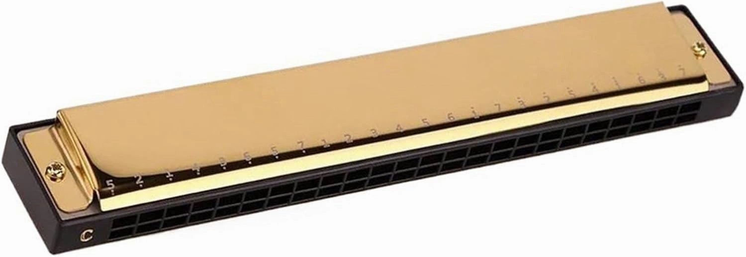 24 Hole Portable Polyphonic C Harmonica Musical Instrument(Gold)
