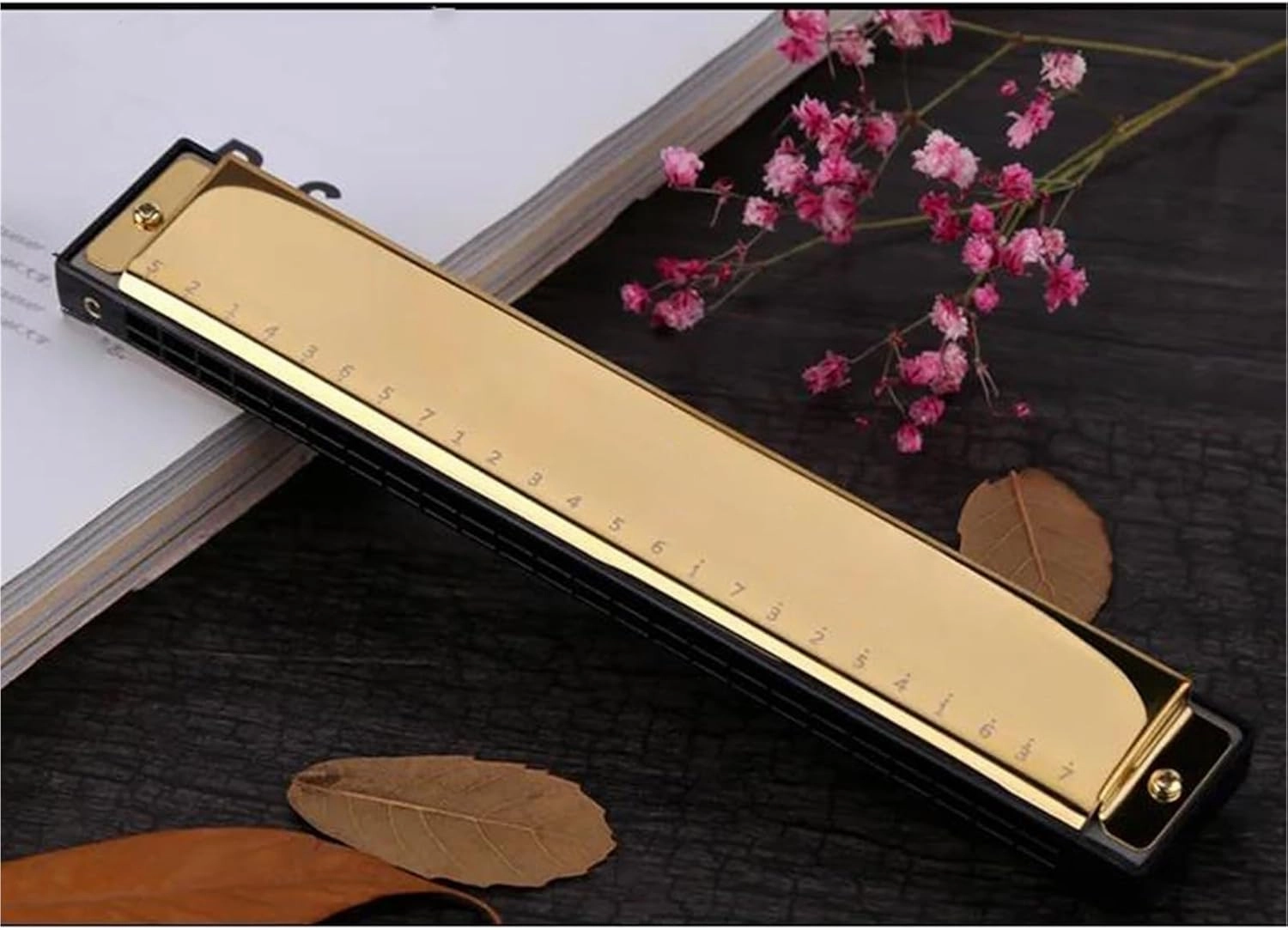 24 Hole Portable Polyphonic C Harmonica Musical Instrument(Gold)