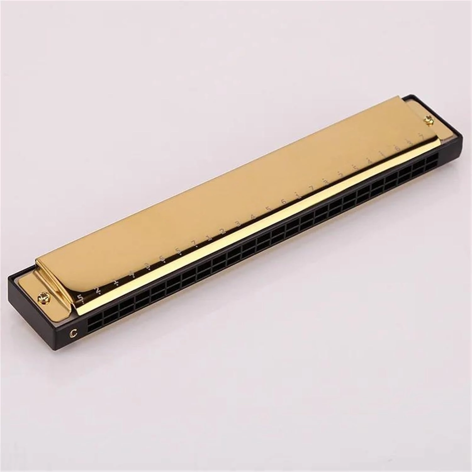 24 Hole Portable Polyphonic C Harmonica Musical Instrument(Gold)