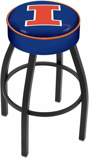 25" L8B1-4" Illinois Cushion Seat with Black Wrinkle Base Swivel Bar Stool by Holland Bar Stool Company
