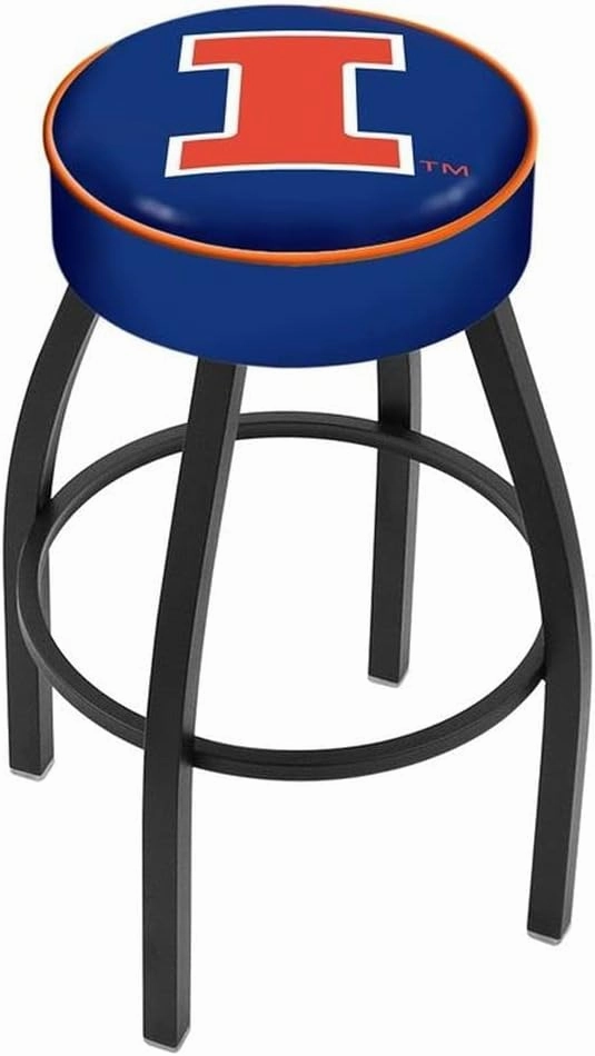 25" L8B1-4" Illinois Cushion Seat with Black Wrinkle Base Swivel Bar Stool by Holland Bar Stool Company