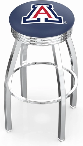 25" L8C3C - Chrome Arizona Swivel Bar Stool with 2.5" Ribbed Accent Ring by Holland Bar Stool Company
