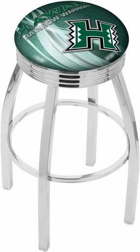 25" L8C3C - Chrome Hawaii Swivel Bar Stool with 2.5" Ribbed Accent Ring by Holland Bar Stool Company