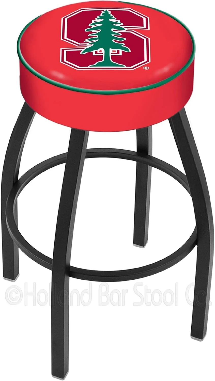 25" L8B1-4" Stanford Cushion Seat with Black Wrinkle Base Swivel Bar Stool by Holland Bar Stool Company