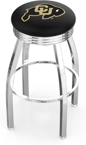 25" L8C3C - Chrome Colorado Swivel Bar Stool with 2.5" Ribbed Accent Ring by Holland Bar Stool Company