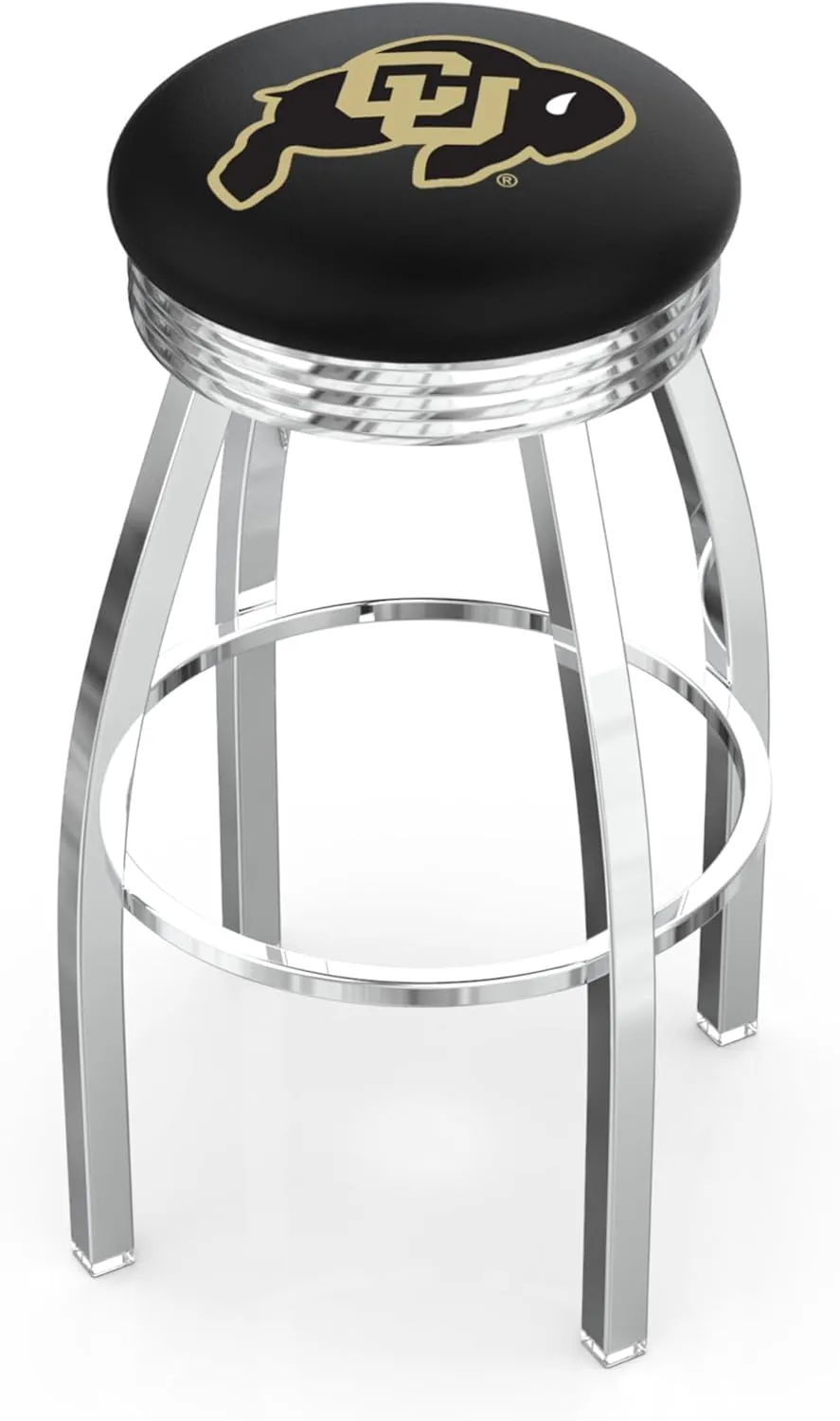 25" L8C3C - Chrome Colorado Swivel Bar Stool with 2.5" Ribbed Accent Ring by Holland Bar Stool Company