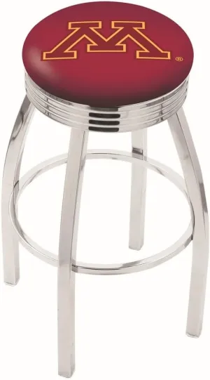 25" L8C3C - Chrome Minnesota Swivel Bar Stool with 2.5" Ribbed Accent Ring by Holland Bar Stool Company