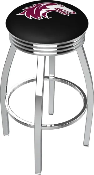 25" L8C3C - Chrome Southern Illinois Swivel Bar Stool with 2.5" Ribbed Accent Ring by Holland Bar Stool Company