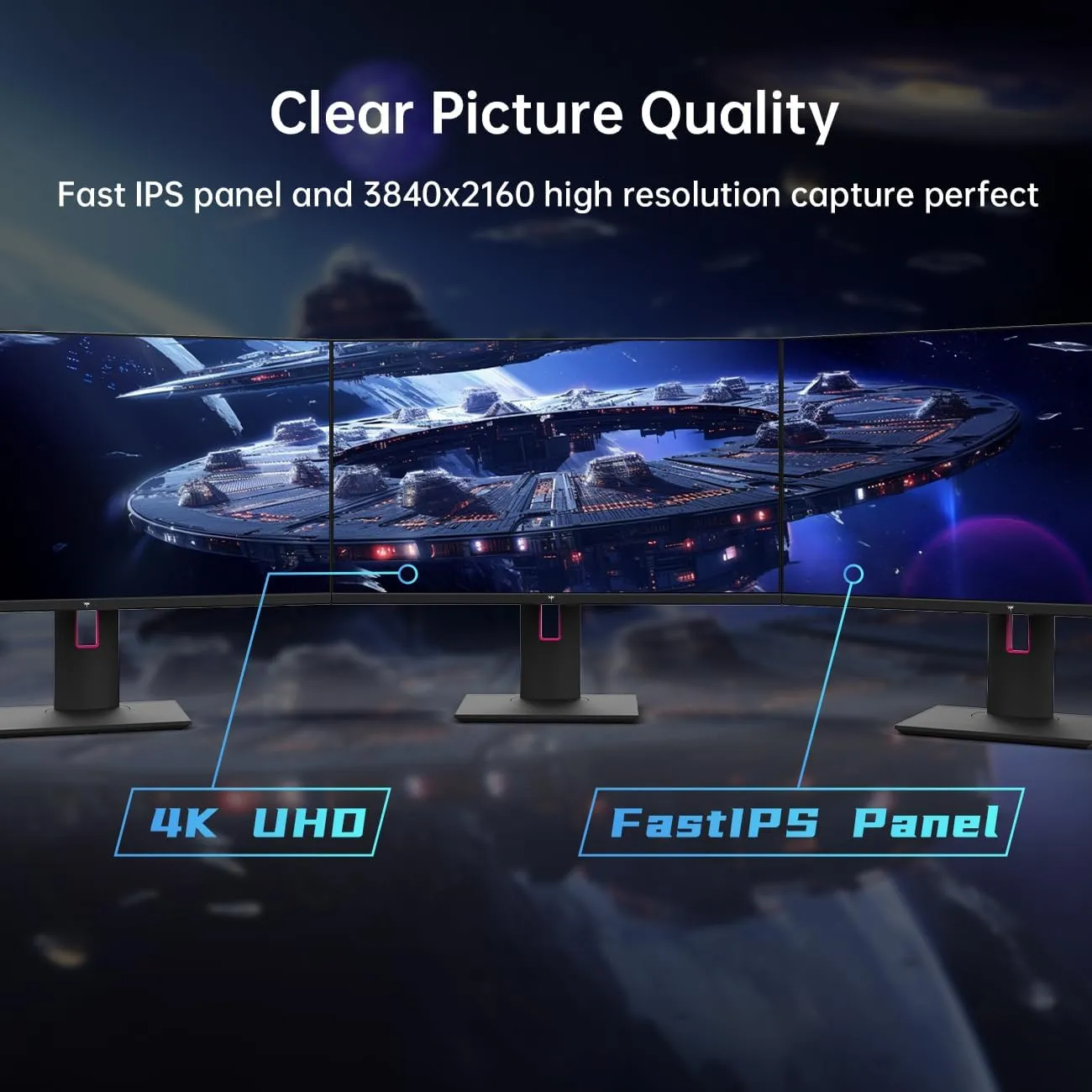 27 Inch 4K Gaming Monitor, UHD 160Hz/144Hz 1ms Fast IPS Monitor, Freesync/G-Sync, HDR400, 132% sRGB, HDMI DisplayPort, VESA, Tilt/Height/Pivot Adjustable, H27P22S