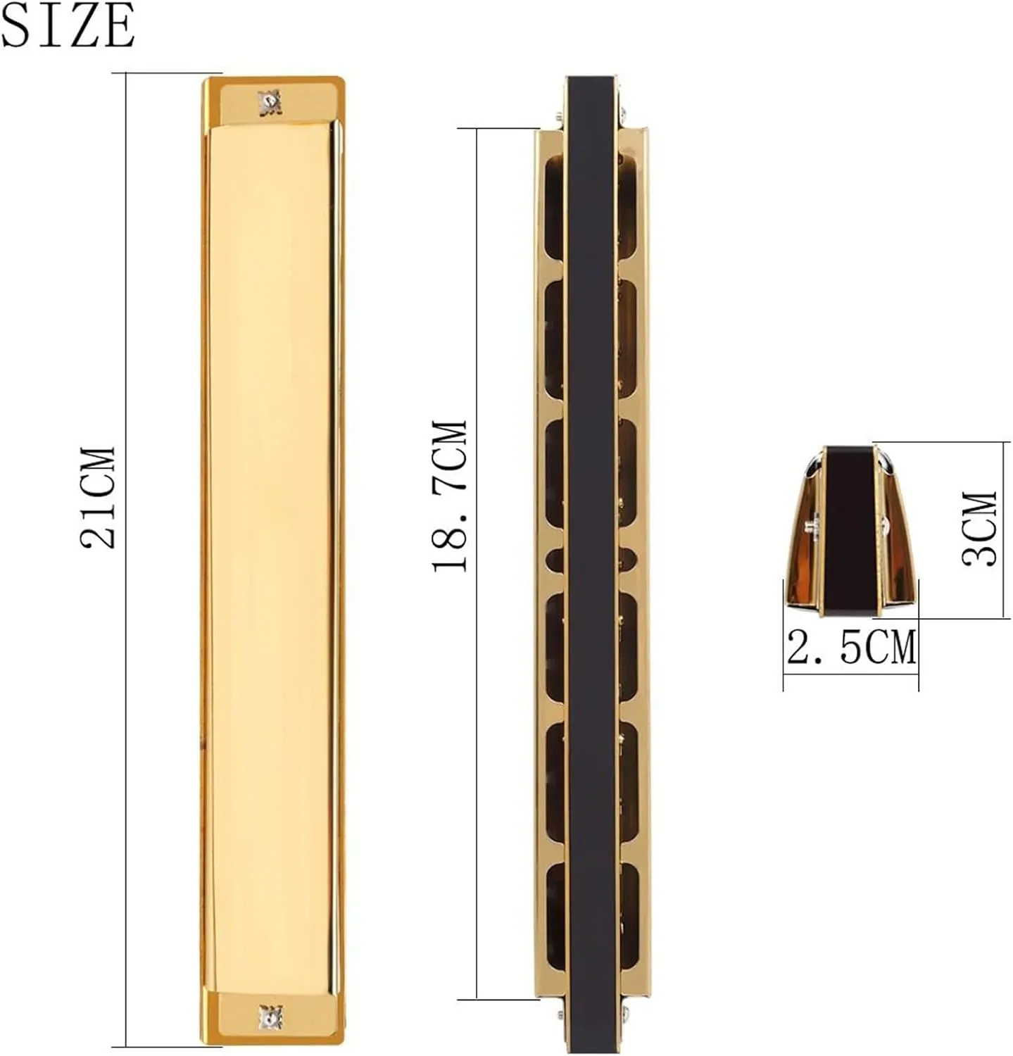 28-hole Polyphonic Harmonica C Key Wide Range Harmonica(Gold)