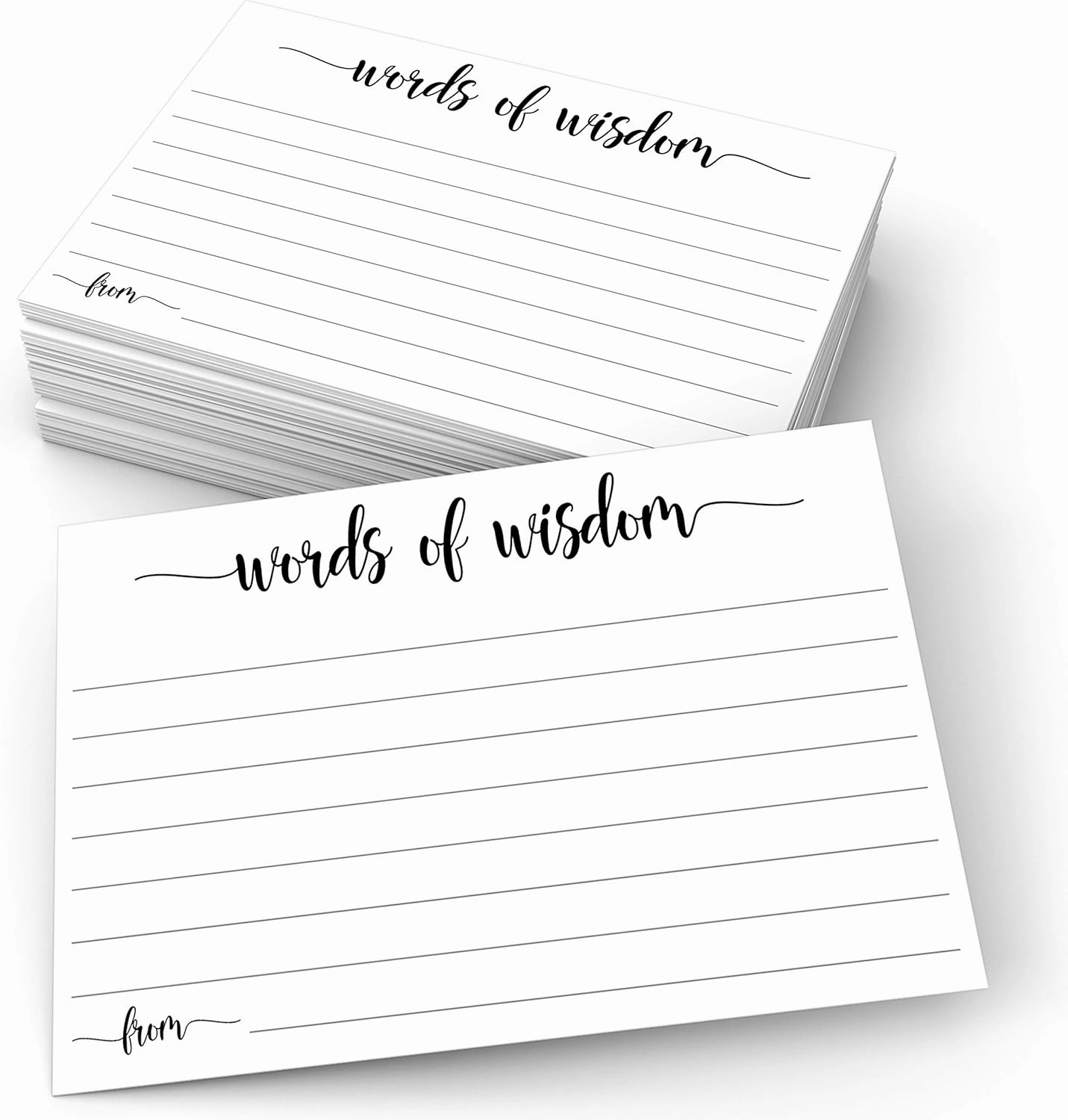 321Done Words of Wisdom Card (50 Cards) 4" x 6" - Blank Advice Cards for Wedding Bridal Shower Baby Shower Mr and Mrs Bride and Groom Graduation - Made in USA - White