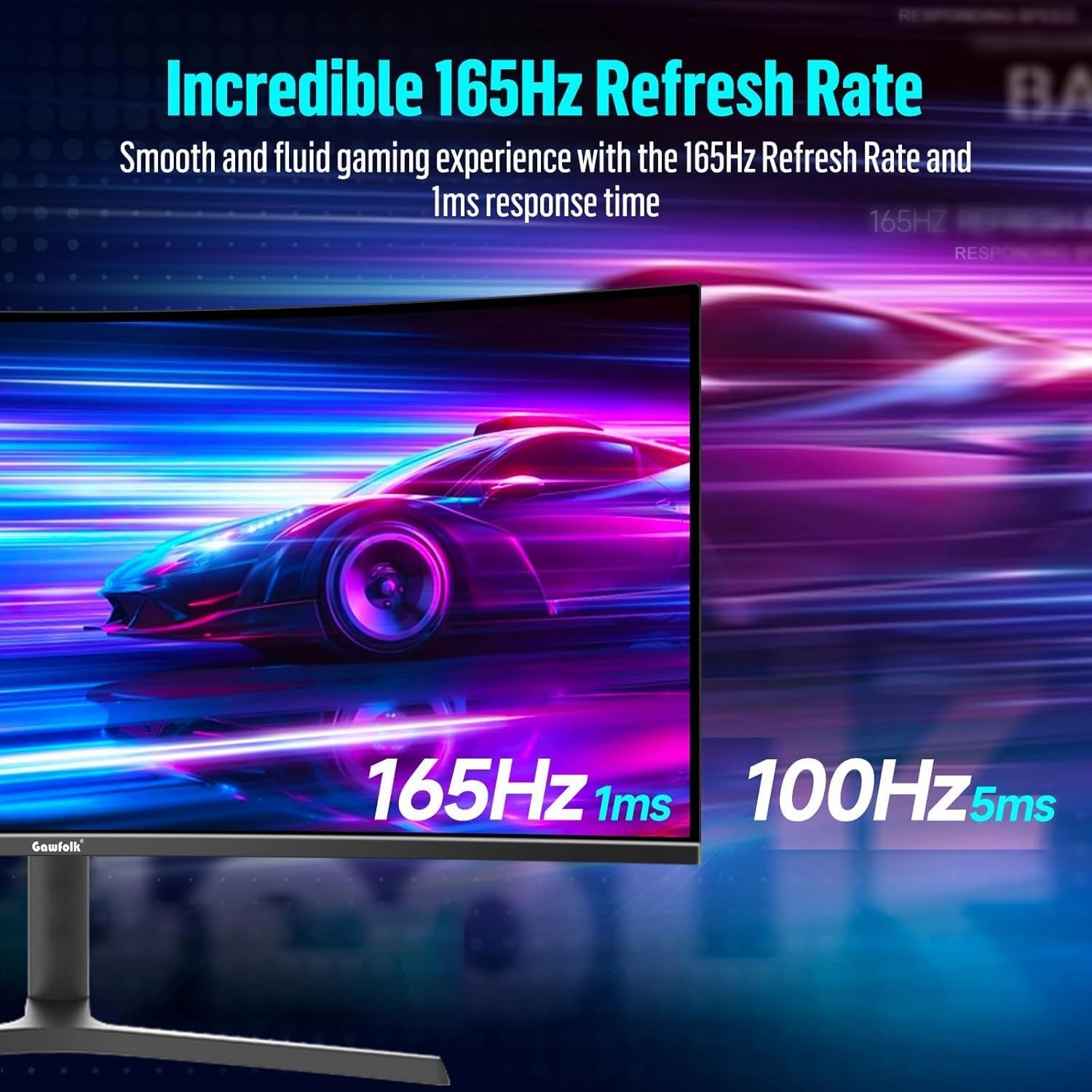 34 Inch Ultrawide Curved Gaming Monitor, 1500R PC Screen 165hz UWQHD 3440x1440, Curved Computer Screen with FreeSync,Multi-Directional Adjustable Base